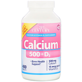 Кальцій Calcium 500 + D3 21st Century 400 таблеток