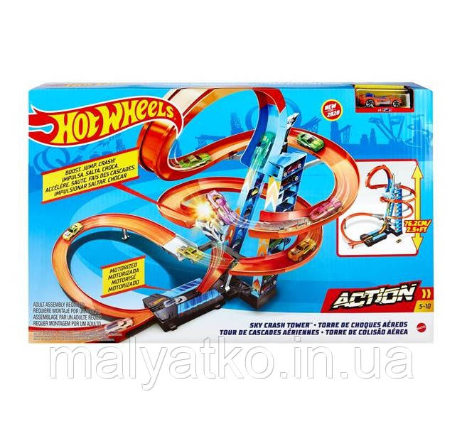 Моторизований трек Хот Вілс Хмарочос Hot Wheels GJM76 Sky Crash Tower, фото 1