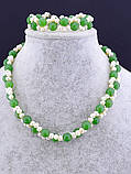 Набір кольє та браслет із натуральними перлами та нефритом, фото 2