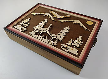 Дерев’яна настінна ключниця ручної роботи на 15 гачків | Органайзер для ключів | Ключниця з дерева з дверцятами