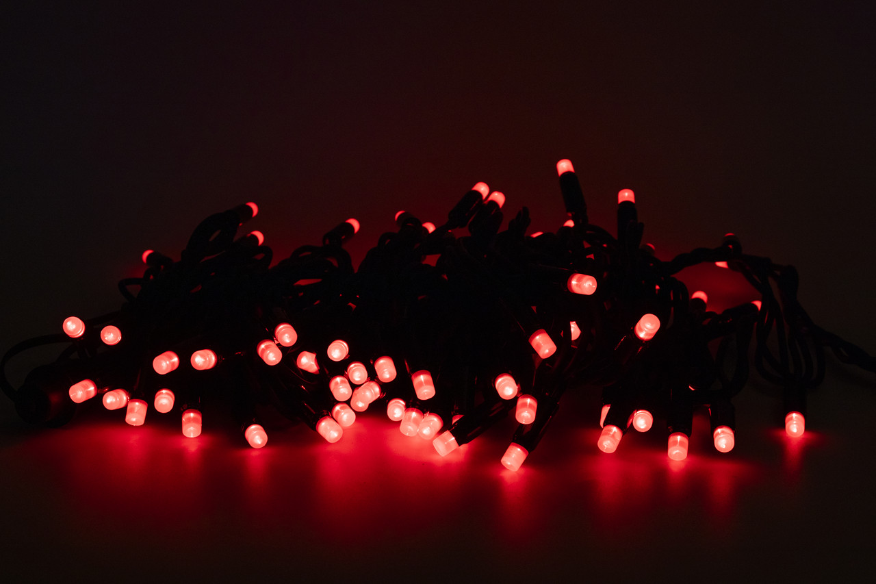 Світлодіодна новорічна гірлянда, 10 м, 100 л, червоний, IP44, LED (040643), фото 1