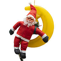 Новорічна світлодіодна декорація - Дід Мороз сидить на місяці, 30 см, L 30 см, червоний, дюралайт, IP44 (350391)