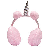 Хутряні навушники дитячі, теплі з еко хутра "Єдиноріг" 18-25х15х12,5 см, рожеві (240134)