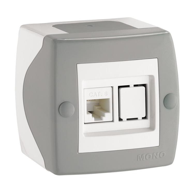 Розетка комп'ютерна (RJ45 CAT 6) , Mono Electric, OCTANS IP20 (сірий)