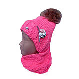 Шапка в'язана дитяча та снуд для дівчинки. набір розмір 46-48, фото 3