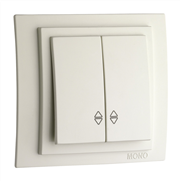 Вимикач двокл. прохідний, Mono Electric, LARISSA (крем)
