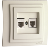 Розетка комп'ютерна + телефонна (6e) , Mono Electric, LARISSA (білий)