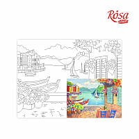 Полотно на картоні з контуром, Морські пейзажі No 3, 30*40, бавовна, акрил, ROSA START