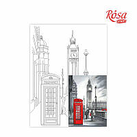 Полотно на картоні з контуром, Міста "Лондон", 30*40, бавовна, акрил, ROSA START