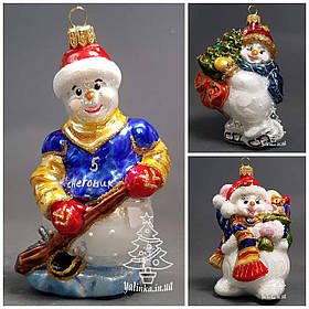 Набір скляних ялинкових іграшок Три сніговика Irena