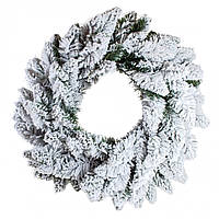 Новорічний декоративний засніжений вінок "Альпійський" без прикрас, Ø 70 см