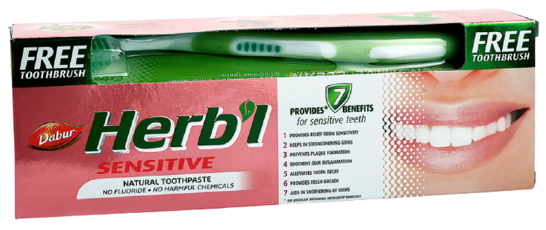 Зубная паста Dabur Herb'l "Sensitive" (150г.) + зубна щітка