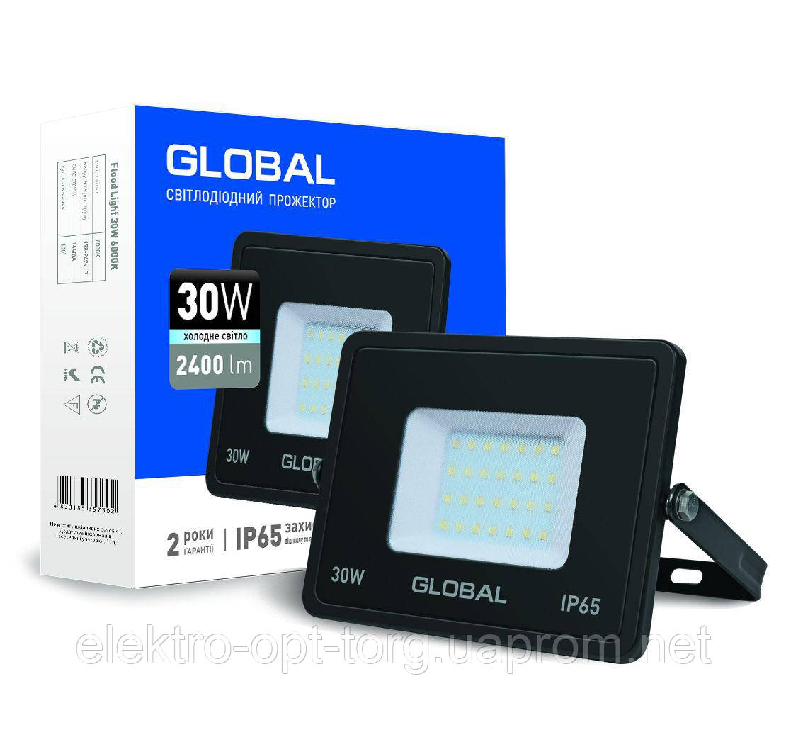 Прожектор світлодіодний GLOBAL 30W холодне світло (1-GBL-02-LFL-3060)