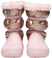 Детские зимние сапоги для девочек Crocband LodgePoint Metallic Winter Boot , оригинал (205829)