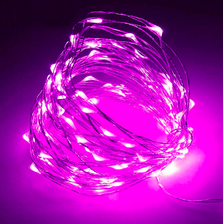 Світлодіодна гірлянда нитка "Роса" 100 LED 10 м на батарейках Purple фіолетовий