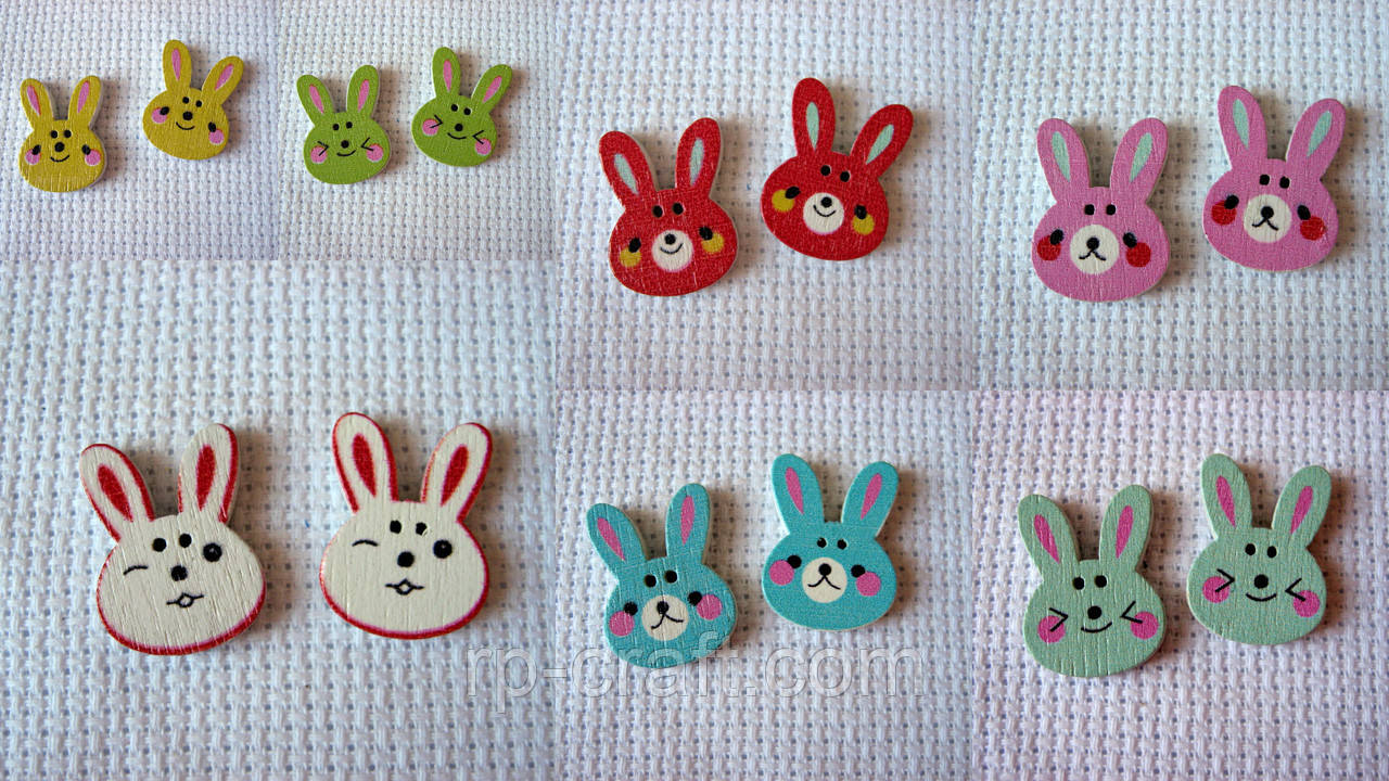 Гудзик дерев'яний декоративний. Заєць, 15х20 мм, фото 1