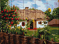 Картина по номерам на дереве "Дом в деревне" ArtStory подарочная упаковка 30x40см ASW103