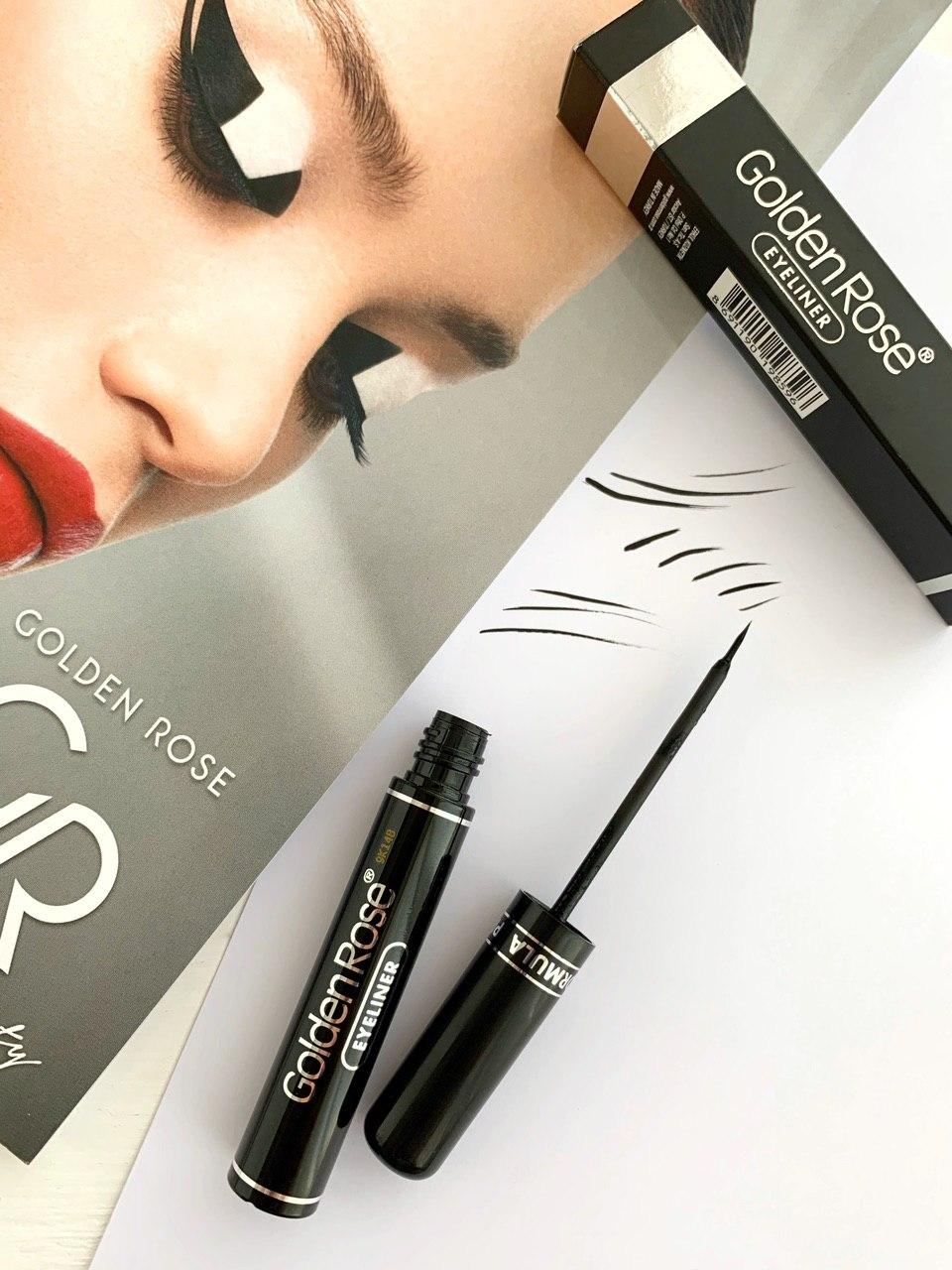 Чорна Підводка для очей з м'яким пензликом Golden Rose Volume Black Eyeliner
