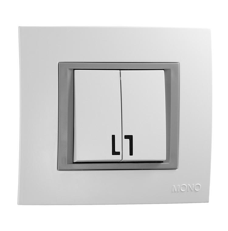 Вимикач двоклавішний, Mono Electric, MONTE (білий)