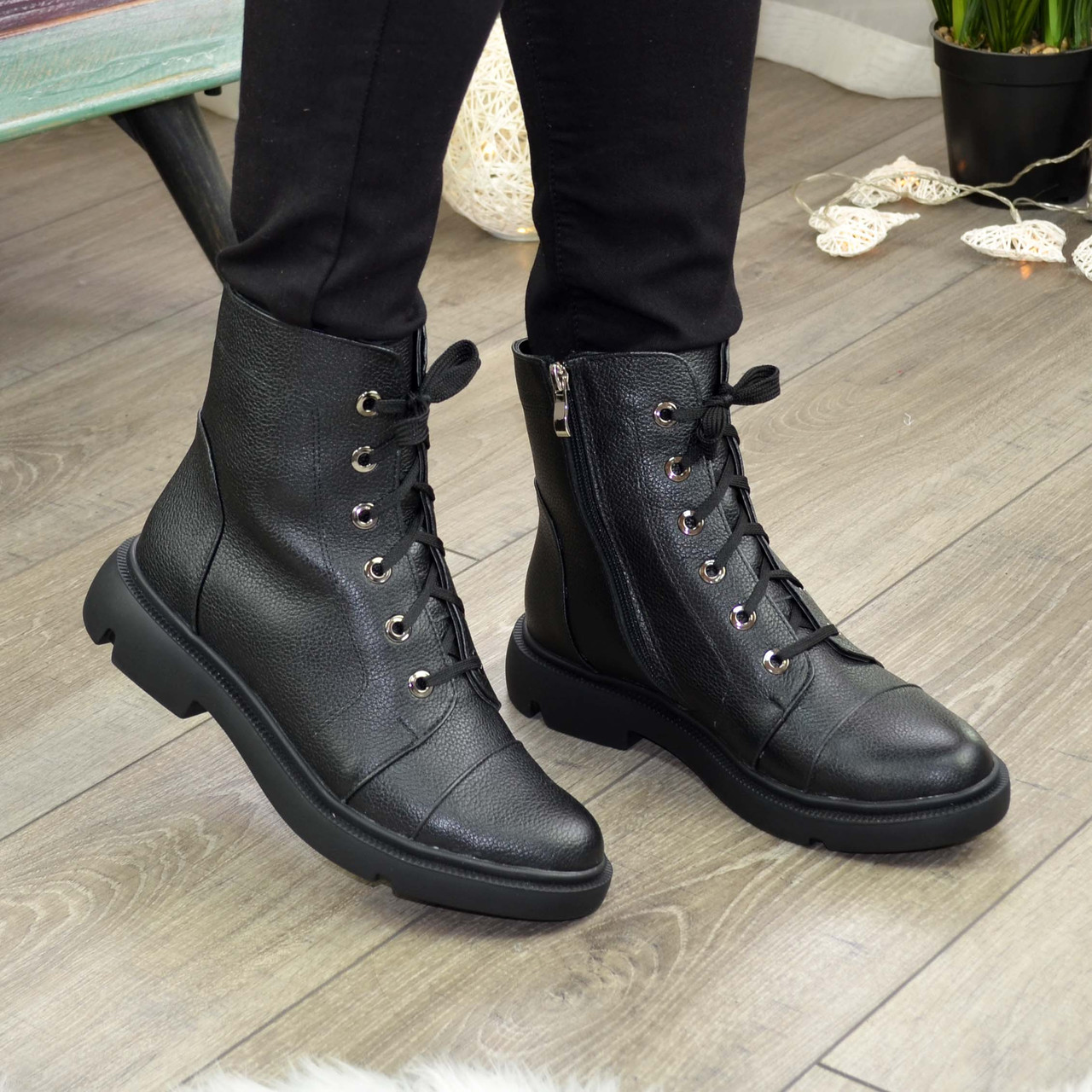 Черевики жіночі чорні на низькому ходу, фото 1