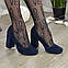 Туфлі жіночі замшеві на підборах. Колір синій, фото 3