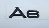 Емблема шильдик A6 чорна на кришку багажника AUDI, фото 2