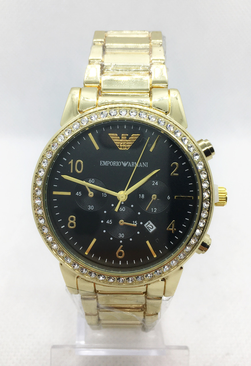 Женские наручные часы Emporio Armani (Эмпорио Армани), золото с черным циферблатом ( код: IBW493YB ) - фото 2 - id-p1268608478