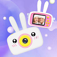 Цифровой детский фотоаппарат Kids Funny Camera 3.0 с видео записью белый зайчик