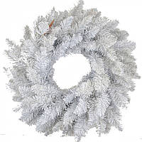 Новорічний штучний білий вінок "Альпійський", Діаметр 70 см