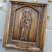 Святой Спиридон Тримифунский резная икона на дереве 420х350