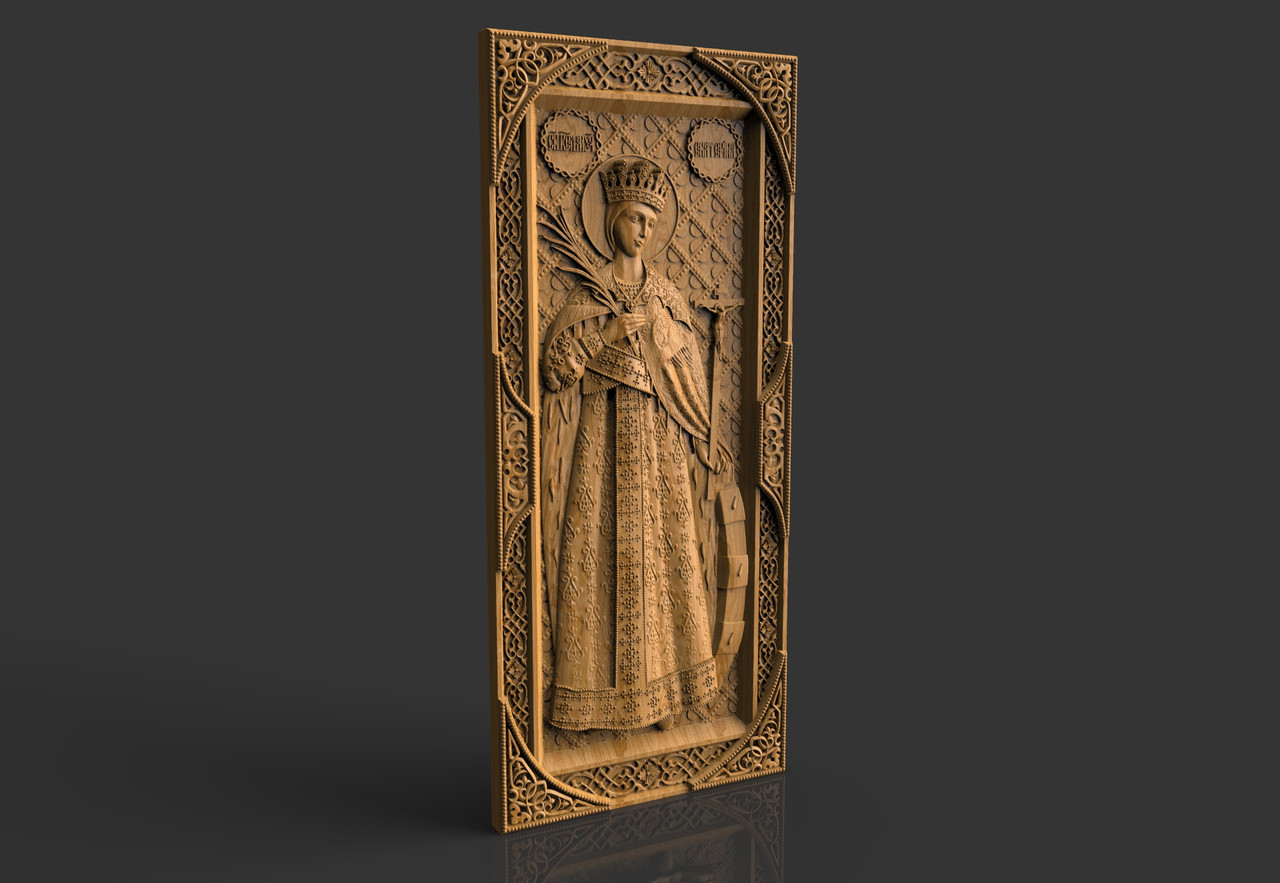 Свята великомучениця "Катерина", ікона, різьблена з дерева