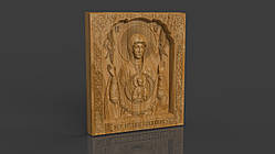 «Знамення» ікона Божої Матері, різьблена з дерева