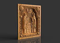 Икона Святые Петр и Феврония, резная из дерева 2