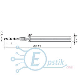 Свердло твердосплавне Ø 1.15мм 3.175мм
