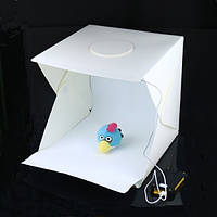 Фотобокс с подсветкой, 40 см, 2 фона (лайтбокс, фотокуб, lightbox, портативная мини фотостудия, лайткуб)