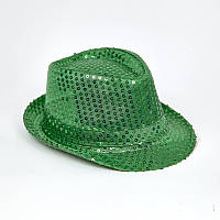 Карнавальная шляпа "Блеск" головной убор для костюма, шляпа с пайетками Зеленый