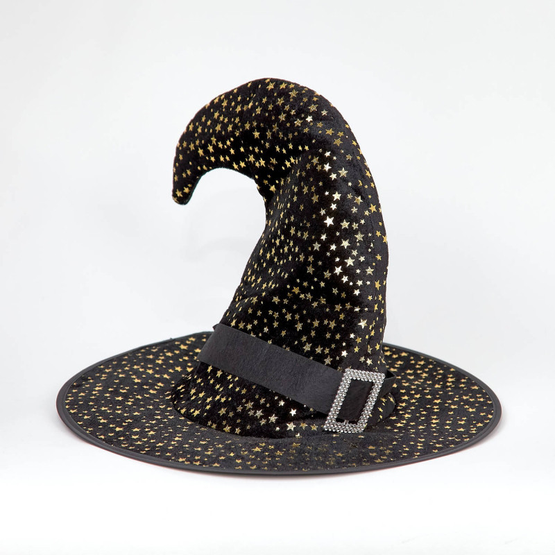 Чорна капелюх відьми або чаклуна з принтом зірки - аксесуар для вашого образу на Хеллоуїн