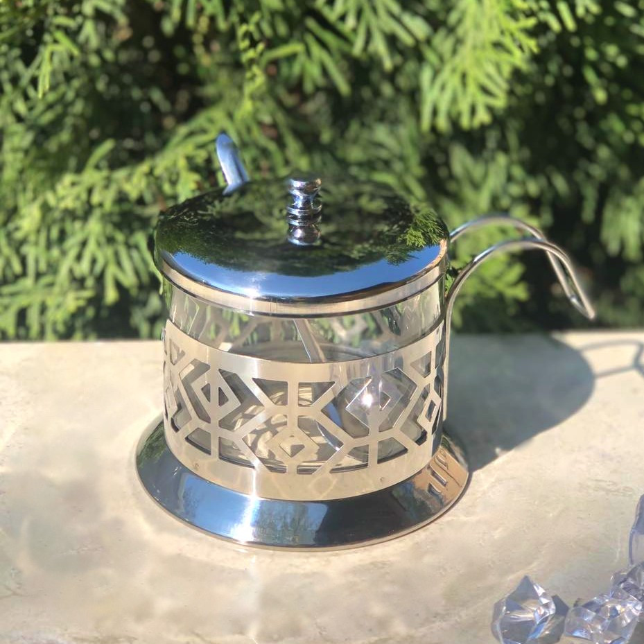 Цукорниця зі скла і неіржавіючої сталі 200 мл