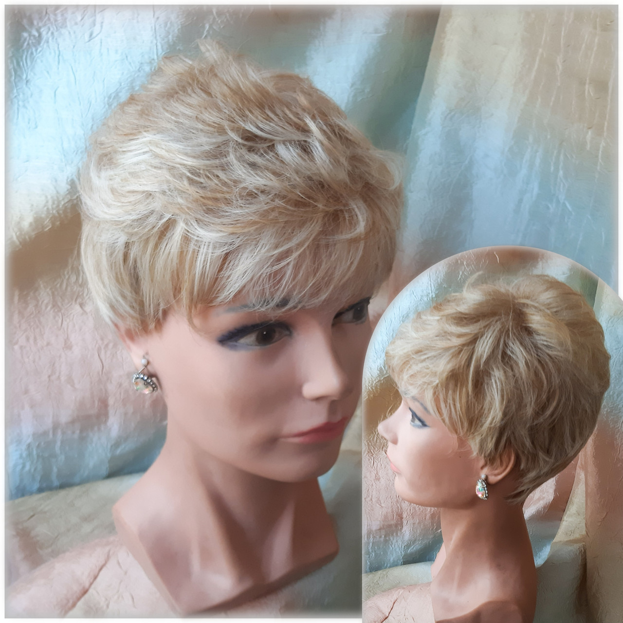 Коротка перука з термоволокну пшеничний мікс 2763t-24Н613, фото 1