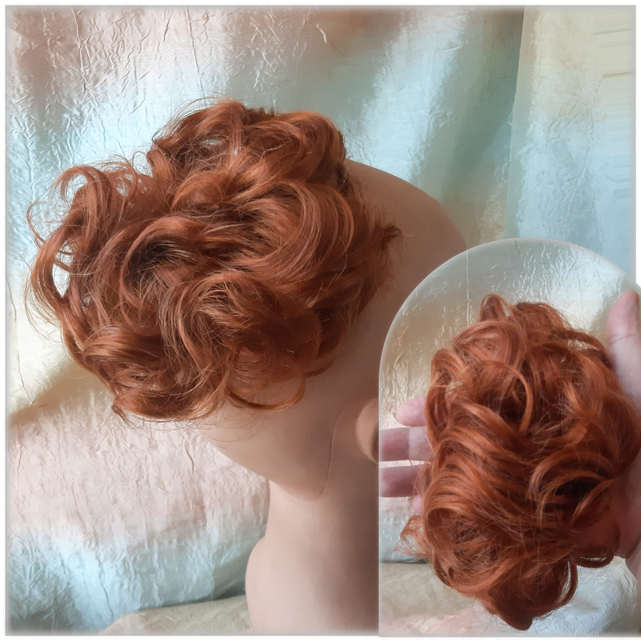 Гумка шиньон з канекалона яскраво-рудий 0215V-130А, фото 1