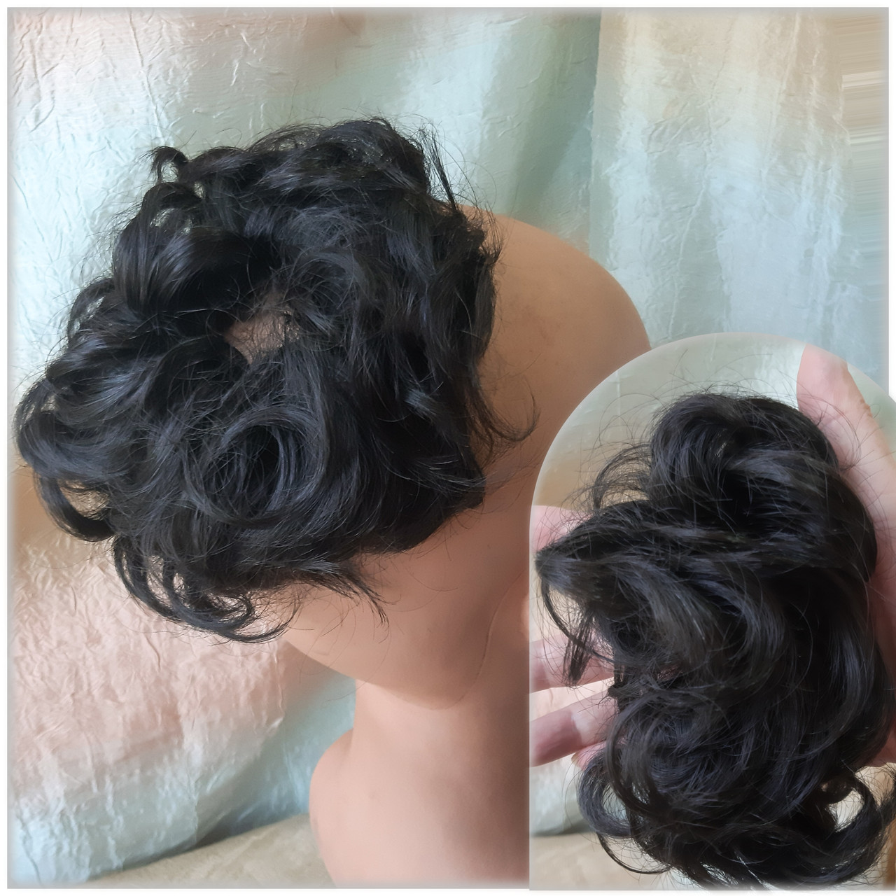 Гумка шиньйон з канекалона чорний 0215V-1, фото 1