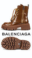 Женские ботинки Balenciaga TRACTOR Brown коричневые Люкс