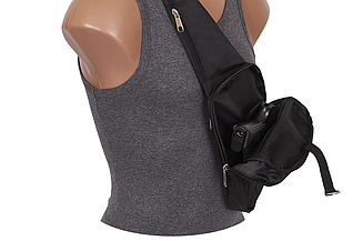 Сумка кобура для прихованого носіння пістолета, нагрудна, зі швидким доступом до зброї (водостійка, чорна)