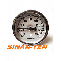 Термометр биметаллический трубчатый PAKKENS Ø100мм / от 0 до 160°С / трубка 10 см с резьбой 1/2" Турция