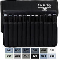 Набор маркеров двусторонних TouchFive MarkerBrush 12 серые тона (TOUCH24GRAY)