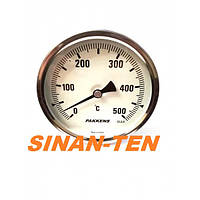Термометр биметаллический трубчатый PAKKENS Ø100мм / от 0 до 500°С / трубка 10 см с резьбой 1/2" Турция