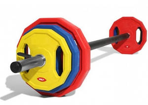 Штанга для аеробіки Jordan з обгумованими млинцями 20 кг (PWR-20K)