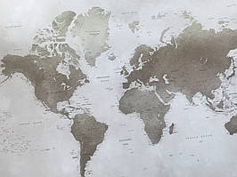 Фотошпалери безшовні флізелінові екологічно чисті BBG Map карта світу бежева коричнева