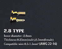 Коннектор 2,8 мм МАМА+ПАПА набор (0.5-1.5 мм2) автомобильный разъем терминальный пин клемма для проводки авто