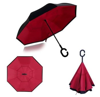 Зонт Навпаки Up-brella - Парасольку Зворотного Складання | Бордовий-2134
